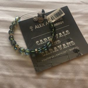 NWT Alex and Ani  green beaded bangle bracelet